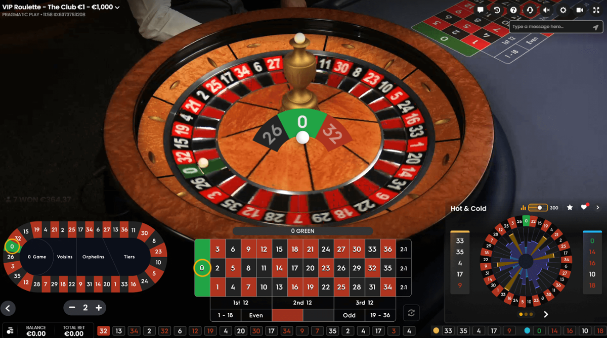 Live roulette game screenshot